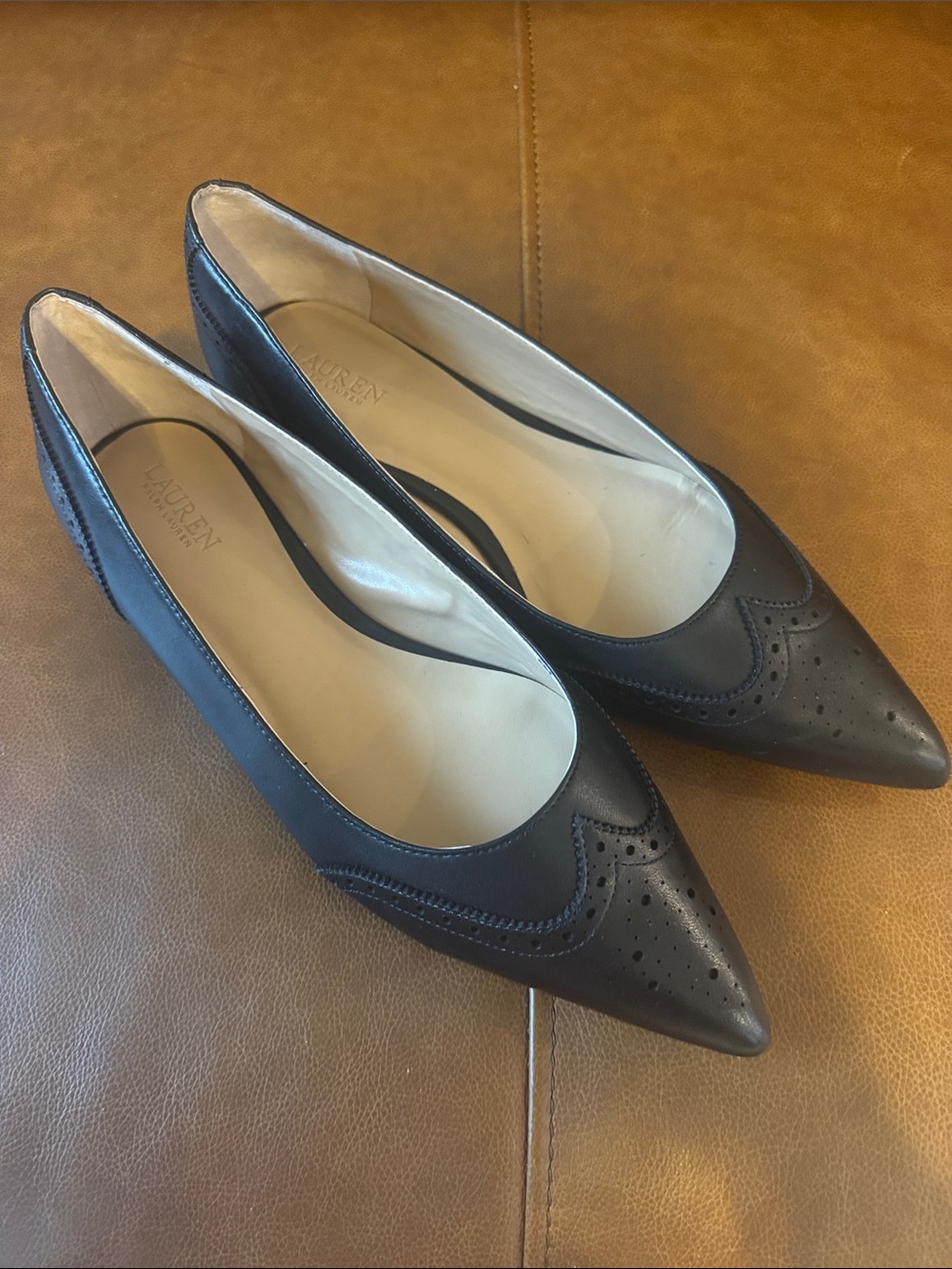 Ralph Lauren Loraine Perforated Leather Ballet Flats